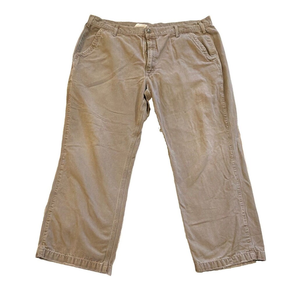 Carhartt Men’s Beige Canvas Cotton Relaxed Fit Straight Leg Pants 42W